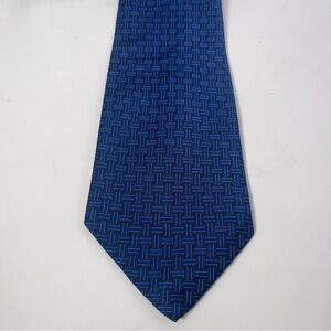 Lauren Ralph Lauren Men’s‎ Silk Neck Tie Royal Blue & Black Basketweave Pattern